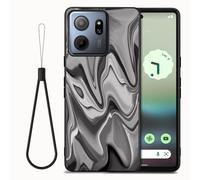 Tuxiwei Drop Protective TPU Case for Consumer Cellular IRIS Connect II SN512CC Phone Case [Black Strap] Anti-fingerprint, Thin Sturdy Anti-fingerprint Art Printed Grey Wavy Painted Phone Cover For Men