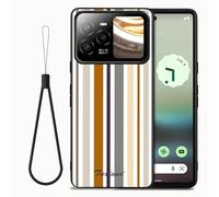 Tuxiwei for BLU Bold N4 5G Case with Wrist Strap, Simple Painting BLU Bold N4 5G 2026 Phone Cover Brown Stripe Pattern+Silicon Black TPU Bumper+Soft Rubber Short Strap Lightweight Slim | Lens Protect