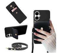 Tuxiwei for BLU G34 Case, BLU G34 Phone Case Wallet Back with Card Holder, Shockproof PU Leather Crossbody Adjustable Detachable Lanyard Hands Free | Kickstand Magnetic Closure BLU G34 Cover - Black