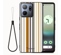 Tuxiwei for Consumer Cellular IRIS Connect 2 Case with Wrist Strap, Minimalist Painting Iris Connect2 Cover Brown Stripe Pattern+Silicon TPU Bumper+Soft Strap Lightweight | Shockproof Lens Protect