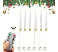 Tuxuseo Battery Operated Christmas Tree Candles - Flickering Flameless Candles with Remote Control | Pack of 6 LED Decoration with Pearl Ball Hooks for Outdoor Indoor Kitchen Home Holidays Wedding