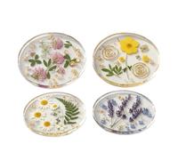 Tuxuseo Coasters, Dried Clear Glass Coasters, Table Decoration, 2D Non-Slip Round Coasters for Hot Drinks, for Living Room, Kitchen, Bar, Dining Table, Bedside Table, Desk