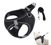Tuxuseo Escape Proof Cat Harness, Soft Reflective Mesh Harness and Lead - Pet Accessories for Safety Training Travel Hiking Backpack Outdoor Adventure