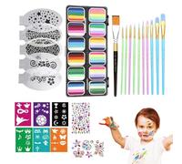Tuxuseo Face Paint, Washable Face Paints Palette, 12-Way Palette with Brushes, Stencils, Rhinestones for Children, Teenagers, Adults