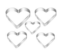 Tuxuseo Heart Set, 5 X Valentine's Day Bread Embossing Cutters, Heart Shaped Cookie Mold for Sandwiches, Muffins, Dough