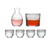 Tuxuseo Japanese Sake Set, Heat Resistant Carafe, Sake Set with Clear or Blue Cups, One and One, Suitable for Vodka Beer Drinks Party Event Home Bar Restaurant Camping and