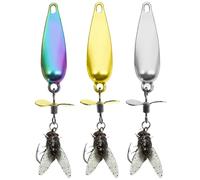 Tuxuseo Metal Propeller Fishing Lure | 3-Piece Sequin Bait Fly Hook | 3D Bionic Swimming Bait | High Vibrating Flash Bait - Spin-ning Bass Trout Bait for Various Fish