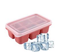 Tuxuseo Pack of 3 Trays, 6 Compartments Silicone Tray with Lid, Large Square Ice Cubes, Stackable Tray for Beer, Wine, Whisky, Cocktail and Baby Snack Included