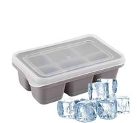 Tuxuseo Pack of 3 Trays, 6 Compartments Silicone Tray with Lid, Large Square Ice Cubes, Stackable Tray for Beer, Wine, Whisky, Cocktail and Baby Snack Included