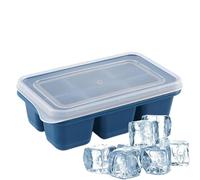 Tuxuseo Pack of 3 Trays, 6 Compartments Silicone Tray with Lid, Large Square Ice Cubes, Stackable Tray for Beer, Wine, Whisky, Cocktail and Baby Snack Included