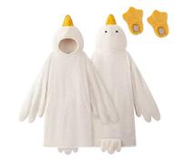 Tuxuseo Wearable Hooded Blanket with Long Sleeves | Lounge Jumper with Goose Motif, Hooded Blanket | for Movie Night, Party, Family, Camping, Travel, Living Room, Home, White, Siehe Beschreibung