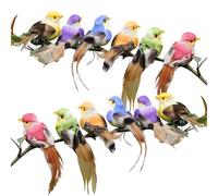 Tuxxjzm 12 Artificial Birds On Clips Feather Foam Decorative Little Birds Tree Decoration Craft Bird Ornaments Colourful Bird Clip Small Birds On Clip Colourful Artificial Feather Foam Birds