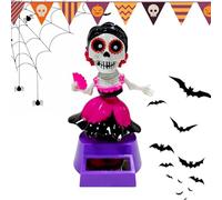 Tuxxjzm Car Skeleton Decor - Car Dashboard Decorations | Solar-Powered Shaking Head Doll for Women Men Computer Interior Inside Home Halloween