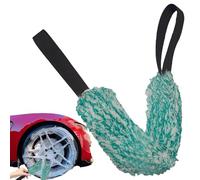 Tuxxjzm Car Wheel Wash Brush, Car Wash Drying Wipes - Plush Wheel Corner Car Drying Cloth, Portable Double Sided Rim Cleaning Brush with Long Strap for Home, Bathroom, Motorcycles