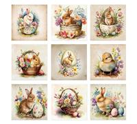 Tuxxjzm Easter Stickers for Kids | 9 Sheets Decorative Easter Crafts Stickers - Diverse Bunny Stickers & Bottle Stickers with Different Patterns