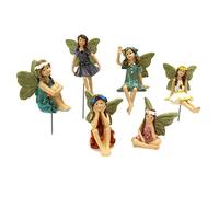 Tuxxjzm Fairies, 6 Miniature Fairies Figurines, Flower Fairies Garden Figurines, Resin Colorful Fairy Girl Ornaments, Flower Fairy Pixies Statue, Garden Outdoor Ornaments Decor Statue Accessories