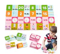 Tuxxjzm First Grade Math Games - Wooden Preschool Educational Set - Early Math Skills Learning Time Awareness Word Recognition for 6-8 Year Old Kids
