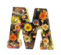 Tuxxjzm Floral Resin Night Light Letter Pressed Flower Resin Letters with LED Light Decorative Lamp with Initial Letter for Women Girls Gift