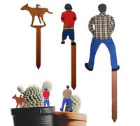 Tuxxjzm Funny Wooden Plant Markers, Wooden Planter Signs - 3 Pack Funny Pot Insert Markers Father, Son and Dog Garden Pot Inserts for Succulents Outdoor