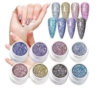 Tuxxjzm Glitter Gel Nail Polish,Shimmer Gel - 8 Colors Art Polish Shimmer Nail Design for Home Salon Manicure Pedicure Women Girl