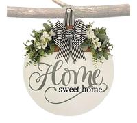Tuxxjzm Home Sweet Home Sign, Home Sweet Home Wall Decoration - Spring Welcome Sign, 30 cm Round Wooden Hanging with Sign, Spring Door Decoration Wreath, Summer Spring Wreath for