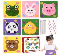 Tuxxjzm Needle Kit Children, Embroidery Needle Kit | Needle Craft with Pattern Set of 6 - Learning Embroidery Set for Children, Beginner Craft Set, Easy Punching Made of Felt