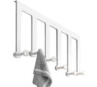 Tuxxjzm Over The Door Hook, Door Hanger Hook, Bathroom Organiser, Towel Holder, Punch-, Sturdy Hangers with 6 Hooks for Hat, Kitchen, Bags, 22 Pounds Load Capacity