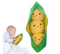 Tuxxjzm Stuffed Pea Pod | 3 Peas-in-A-Pod Plush,Novelty Design, Soft Comfortable Cuddle Plant Doll Figure With Face Expression, Snuggle, Green For Home Car Decoration