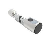 Tuya APP Fingerprint Digital RFID Card Bluetooth DIY Cylinder Electronic Smart Door Lock Keyless Replace For Home Effortless Installation Fast Recognition(Silver with gateway,45 and 45 to 55)