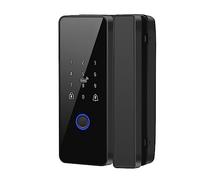 Tuya APP Fingerprint Lock Bluetooth Intelligent Glass Door Biometric Electronic Control Door Lock 13.56Mhz RFID Remote Unlocking (Color : with Remote Double)