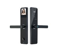 Tuya Application WiFi Security Fingerprint Door Lock with Camera, Electronic Intelligent Biometric Identification, Smart Home Lock (Color : Black-6068 Round, Size : Right)