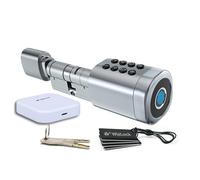Tuya Bluetooth Smart Cylinder, Aluminium Alloy Internet Access via Bluetooth/Wi-Fi Gateway Included - Code, RFID (4), Fingerprint, App, Emergency Key (2) (Tuya Bluetooth Smart Cylinder)