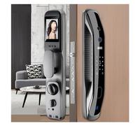 Tuya Intelligent Door Lock Camera Monitor Intelligent Fingerprint Password Biometric Electronic Key IC APP Unlock (Color : Q2-Gray-24-240-R)
