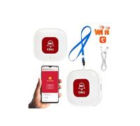 TUYA Personal Alarm for Elderly - WiFi SOS Button With Mobile APP Alert, 2.4GHz Wireless Caregiver Alert System, Rechargeable Fall Safety Device