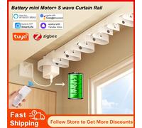 Tuya Smart Battery Mini Curtain Motor Zigbee 6400 mAh & Electric Ripple Fold S Wave Curtains Track Rail Alexa Yandex Smartlife Right open