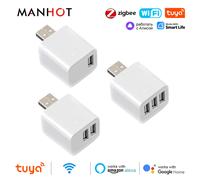 Tuya Smart WiFi/Zigbee Micro USB Adaptor 1-3 Gang 5V Mini USB Power Adaptor Charge Plug Timing Voice for Alexa Google Home Alice WiFi 2 USB