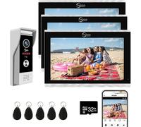 TUYA Video Doorbell Intercom with 10 Inch Touch Screen 1080P Video,Wired Smart Video Intercom System,Support for Apartments, Villas & Homes (doorbell+3 monitor)