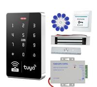 Tuya WiFi Door Entry Kit, 180kg/350lb Lock, IP68 Keypad | Complete kit: 1000 users, 12V 3A power supply, exit button, 10 key fobs. Ideal for home, office, flat, and gate security.