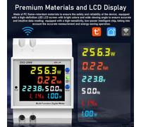 Tuya WiFi Home Intelligent Digital Display Electricity Meter DIN-Rail Voltage and Current Meter Multi-function Power Factor Frequency Metering Meters with Power Failure Memory (built-in type)