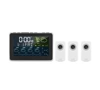 Tuya WiFi Smart Weather Station APP Control Digital Temperature Humidity Monitor 5 Days Weather Forecast 3 Alarm Clock Models(3 Sensor)