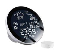 Tuya Wifi Smart Weather Station With Clock Temperature & Humidity Meter Large Color Screen Weather Clock Temp Humidity Gauge,1 Auxiliary Machine