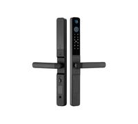 TUYA WIFI Waterproof Aluminum Door Lock With Camera Fingerprint APP Card Code Keyless Electronic Smart For Glass Sliding Effortless Installation Fast Recognition(Black 2885,Long handle)