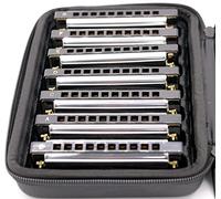 Tuyama® Harmonica Set 7 Harmonicas/Mouth Harps in Robust Case - Different diatonic Scales: C-D-E-F-G-A-Bb Major - Blues Harps/Mouth Organs 10 holes