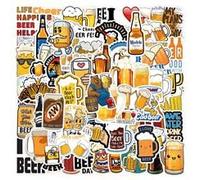Tuyatezhi 110 Pcs Nordic Style Beer Day Stickers for Water Bottles, Laptops, Skateboards, Bicycles, Walls, Graffiti, Outdoor Use