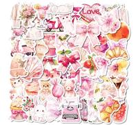 Tuyatezhi 50 Pcs Bow Shaped Graffiti Stickers for Laptop, Water Bottles, Bicycle, Skateboard, etc. - Pink, Vinyl, Cartoon Style, Outdoor Use