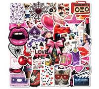 Tuyatezhi 50 Pcs Hot Red Lips Nordic Style Graffiti Stickers for Laptop, Water Bottles, Bicycle, Skateboard, Computer, Wall, Graffiti Stickers for Girls Boys Children Teens