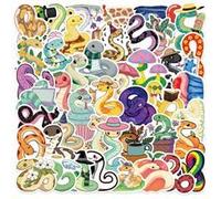 Tuyatezhi 50 Pcs Macaroon Snake Stickers, Multicolor Cartoon Animal Stickers, Vinyl Waterproof for Walls, Bottles, Skateboards, Laptops