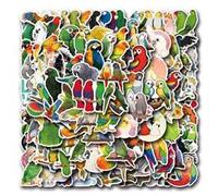 Tuyatezhi Nordic Style 110 Pcs Colored Parrot Stickers for Children Teens Girls Boys, Multicolor Animal Parrot Stickers, Vinyl, Nordic Tropical Style, Irregular Shaped, Outdoor Use