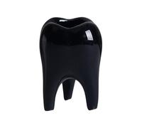 Tuygn Modern Style Teeth Pots Ceramic Flower Pot for Dental Gifts, Cute Tooth Succulent Planter Pot,Tooth Shaped Pen Holder for Desk,Plant Cactuses Container Home Balcony Decors (Black)