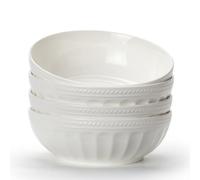 TuYines Cereal Bowls Set of 4,Ceramic Dessert Bowls, Breakfast Bowl,Ceramic White Bowl, 700 ml Serving Bowls Ideal for Ice Cream,Soup,Pasta,Salad,Noodles 16.8 cm